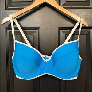 Shade & Shore Blue and White Bikini with Molded Cups | Top only 38D